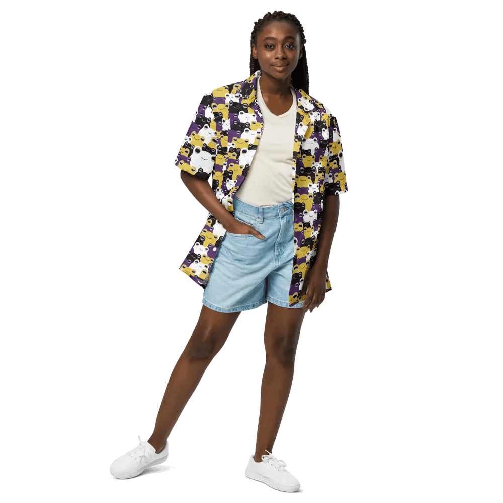Frog-waiian Shirt Nonbinary Flag Colors product image (3)