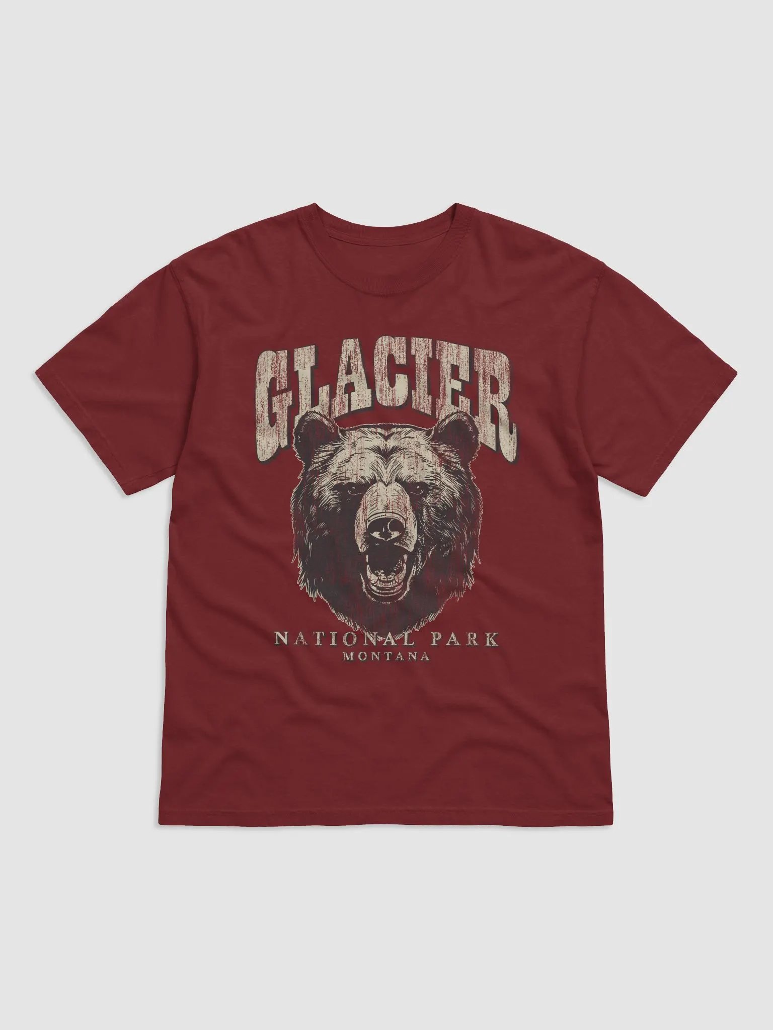 Glacier National Park, Montana Tee | Vintage-Style Grunge Western Shirt with a Bear's Head product image (12)