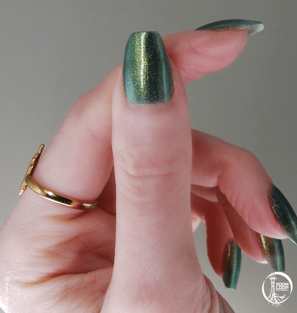 CALEDONIAN ASYLUM - Gold Green Duochrome Colorshift Sparkly Nail Polish product image (3)