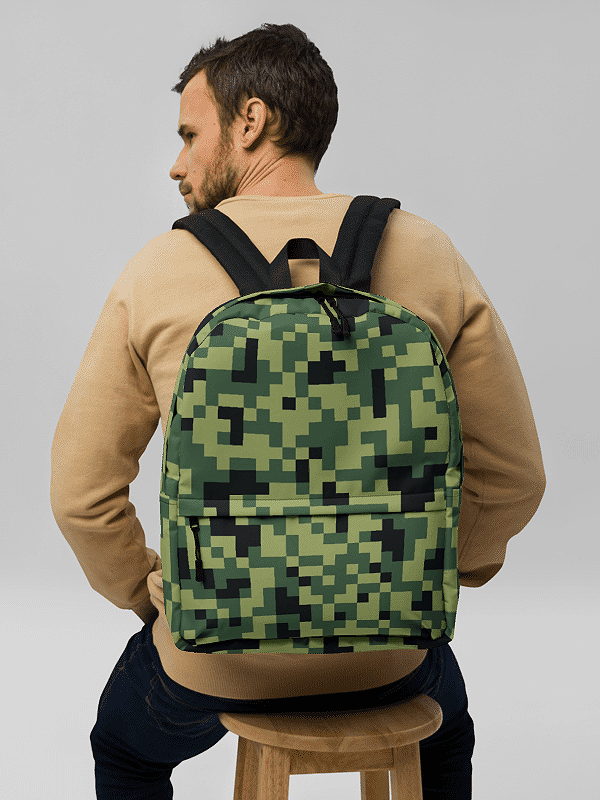 Military Green Camouflage Pixels Camo Pattern Backpack product image (1)