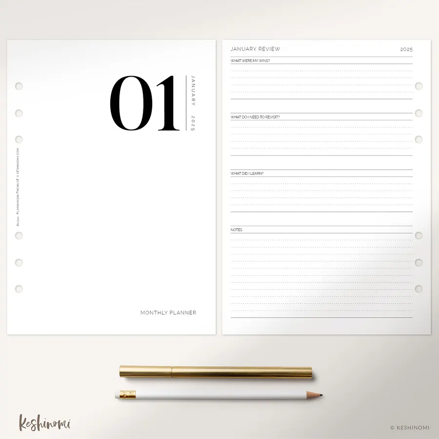 DATED 2025 Month on Two Pages - A5 Printable Planner Insert product image (2)