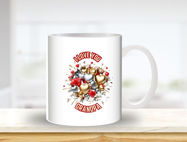 I Love Grandpa Mug Sublimation Design, 11oz & 20oz Mug Template, Mug Wrap Template PNG, Digital Download product image (1)