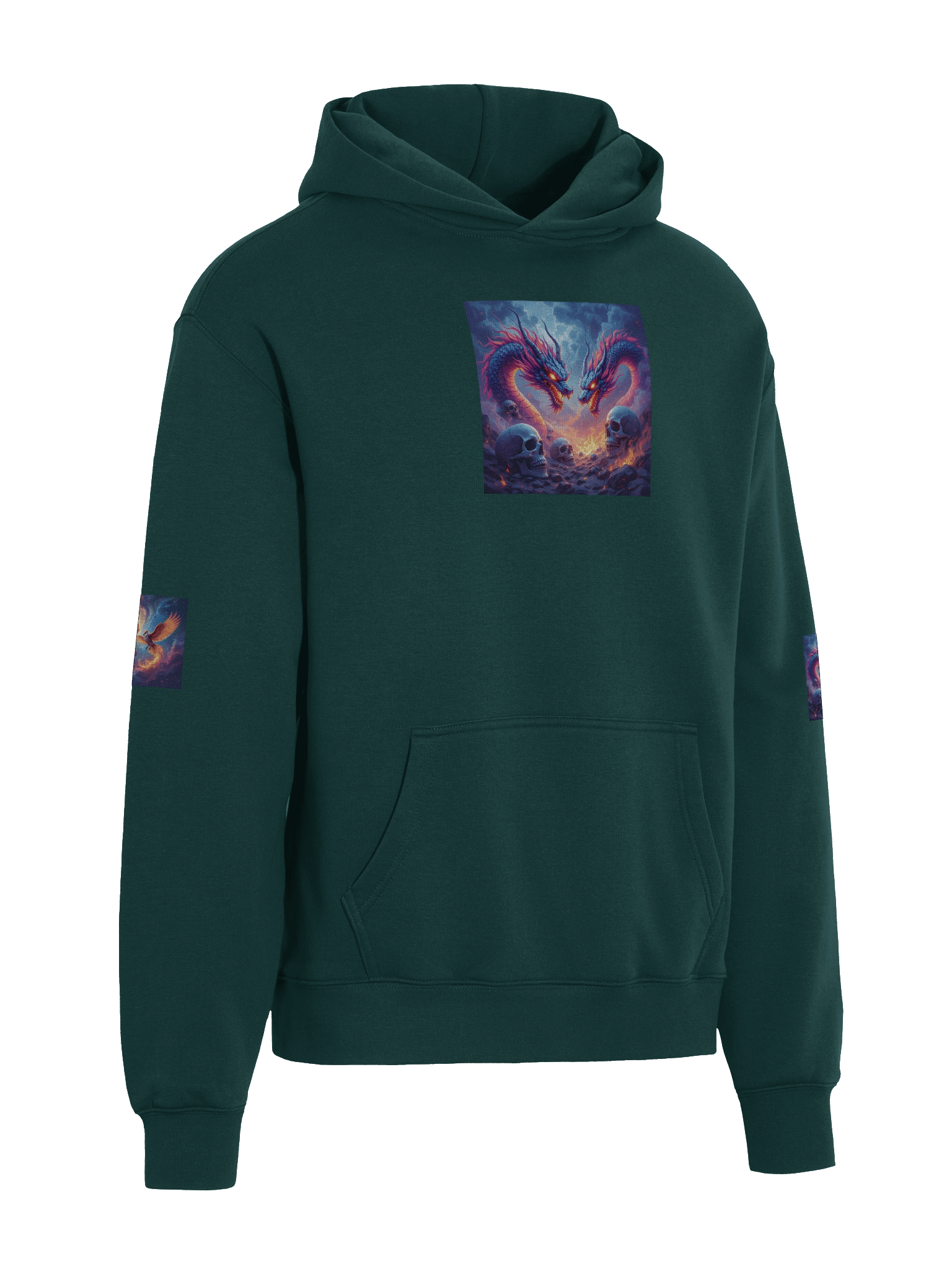 Fiery Dragon and Phoenix Owl Oversized Hoodie product image (4)