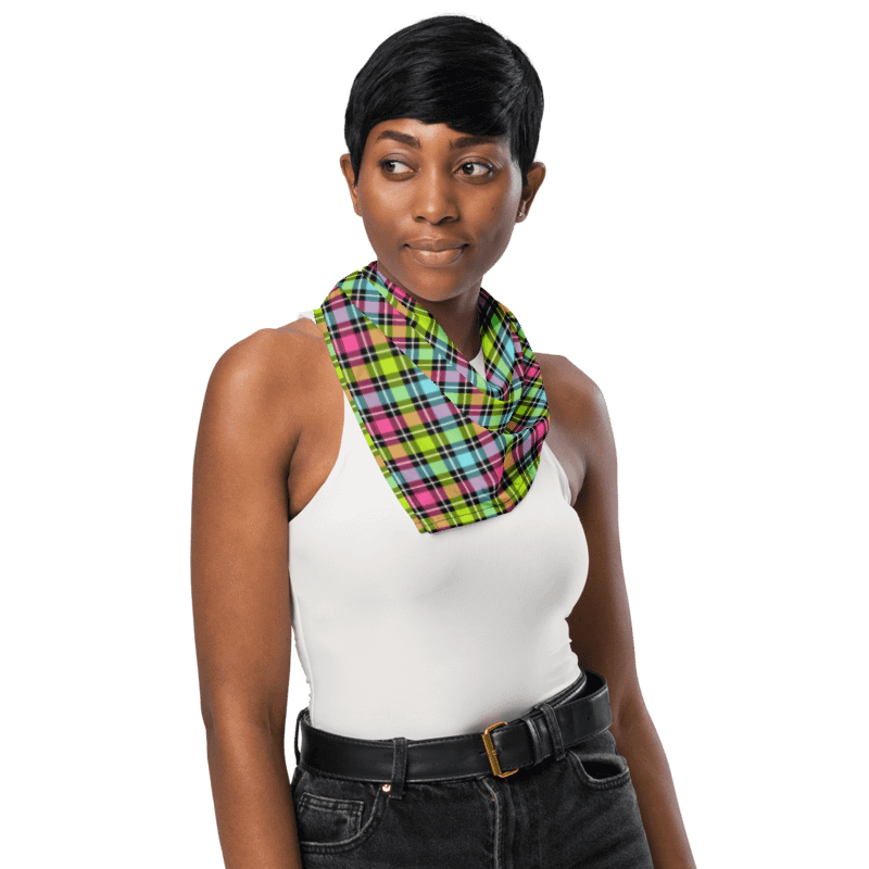 Neon Checkered Plaid Bandana product image (3)
