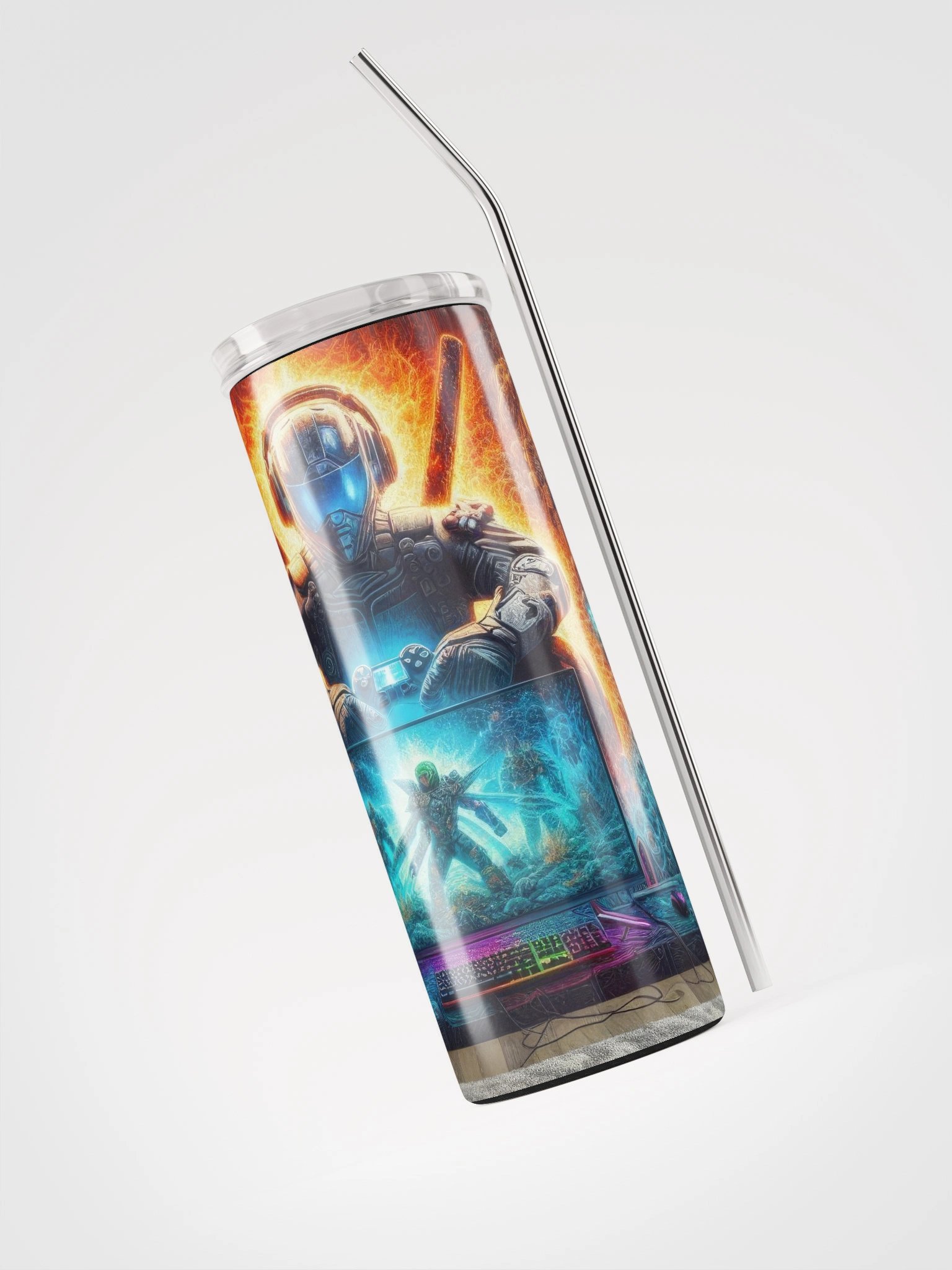 Neon Sci-Fi Gaming Stainless Steel Tumbler product image (3)