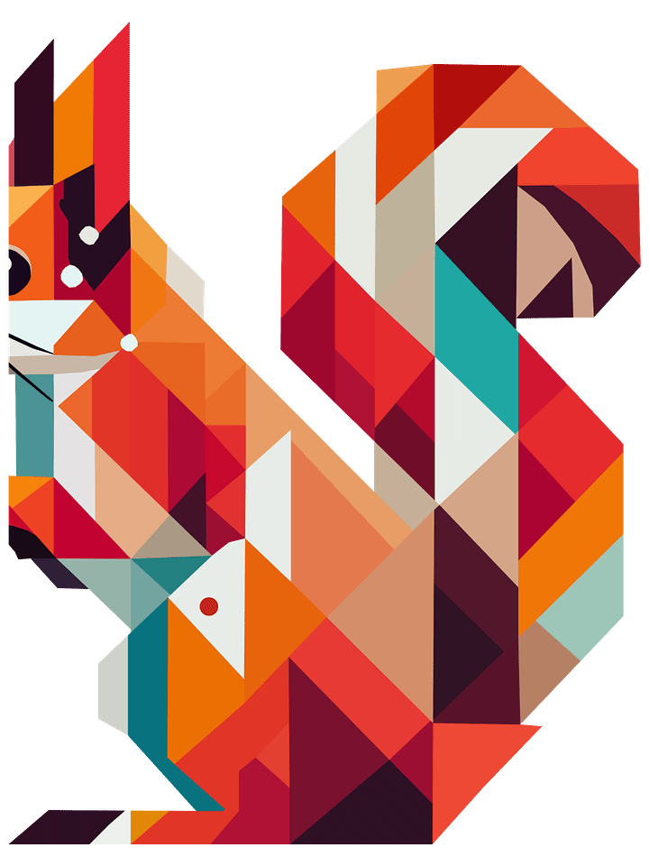 Free Geometric Squirrel PNG Art - Transparent Background, Low Poly Animal Illustration product image (2)
