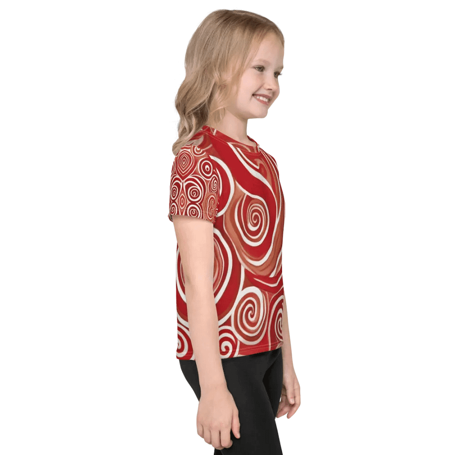 Funky Cherry Swirls Liquid Tie-Dye Kid's and Toddler's Crew Neck T-shirt product image (8)