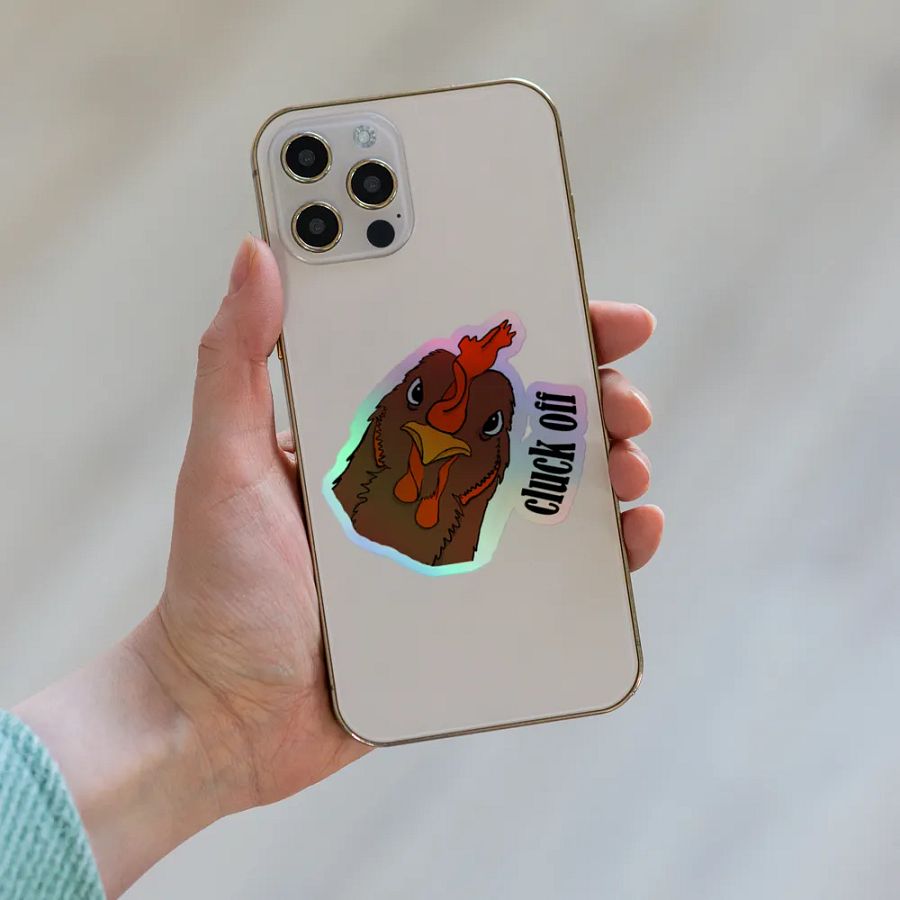 Cluck Off chicken holo sticker product image (6)
