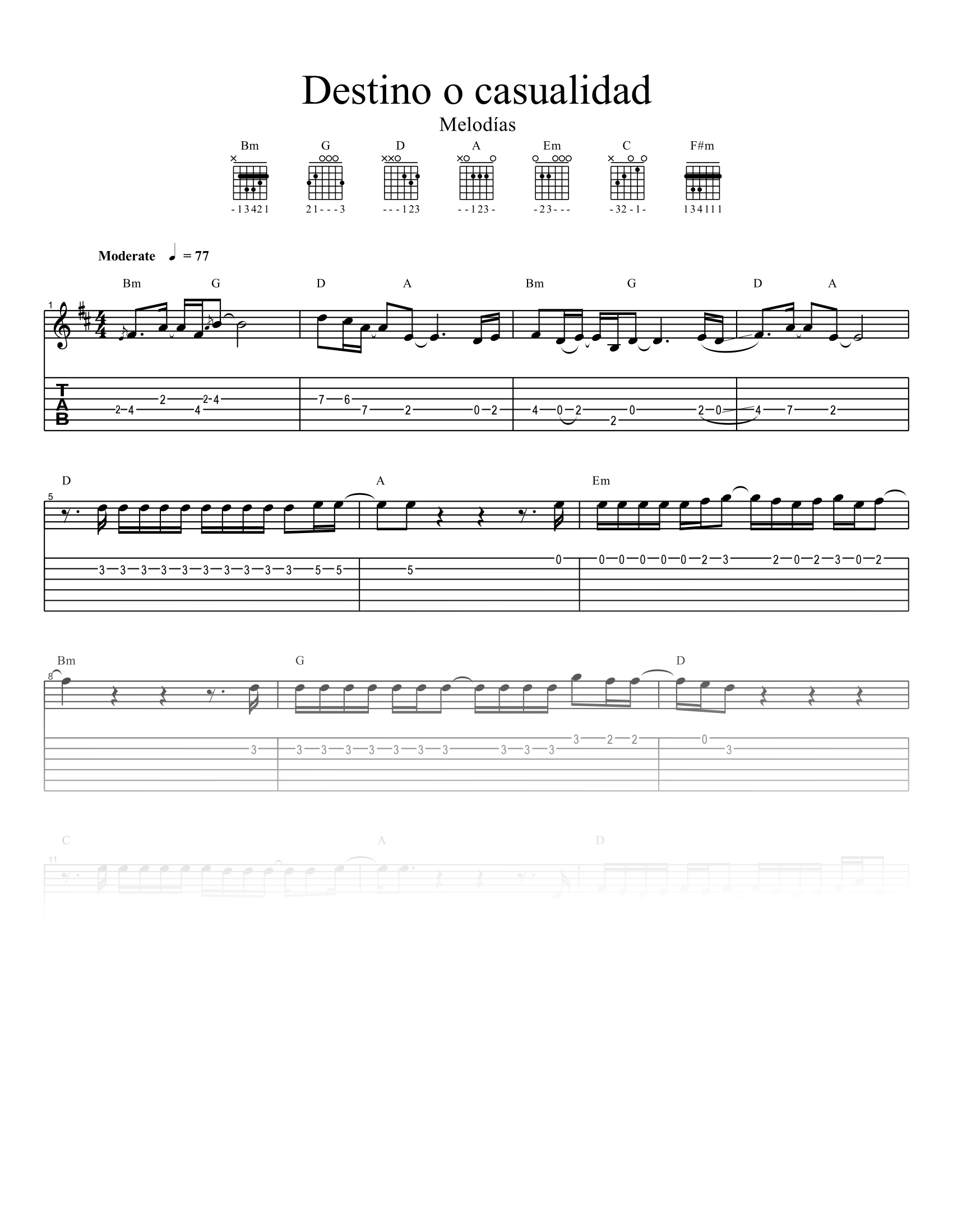Destino o casualidad - Partitura + Tabs + Acordes + Pista product image (1)