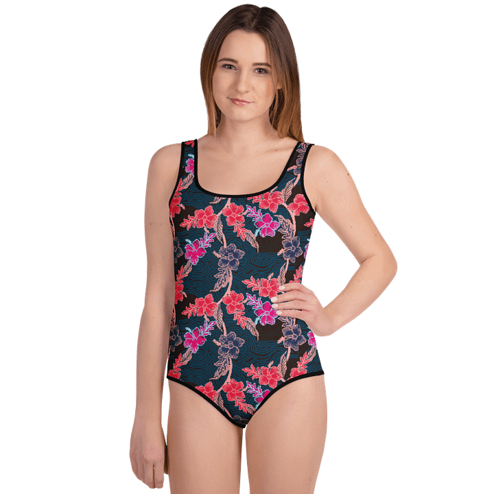 Tropical Orchid One-Piece Youth Swimsuit product image (1)