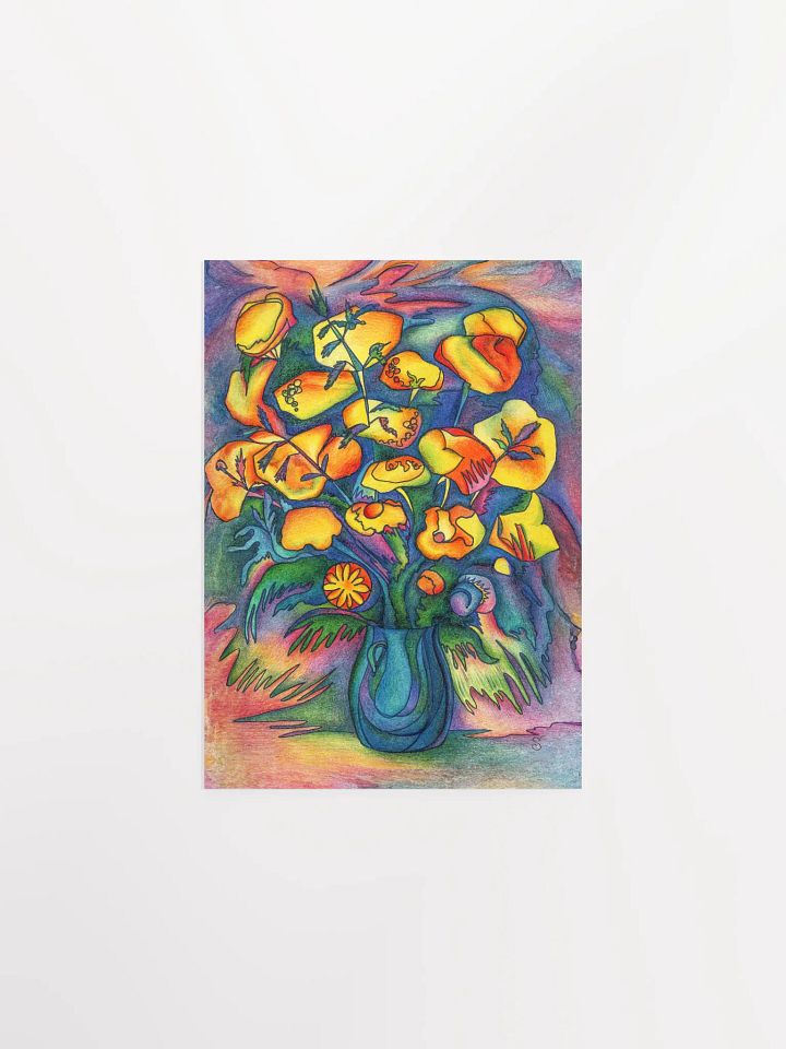 Whimsical Vase and Flowers Poster - Yellow flowers product image (1)