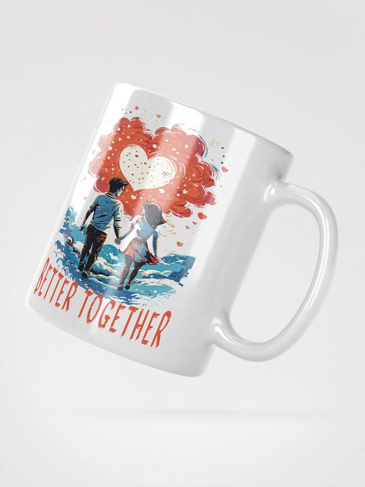 Better Together – Romantic White Glossy Mug | Adorable Cartoon Couple with Hearts & Stars | Perfect for Couples product image (2)