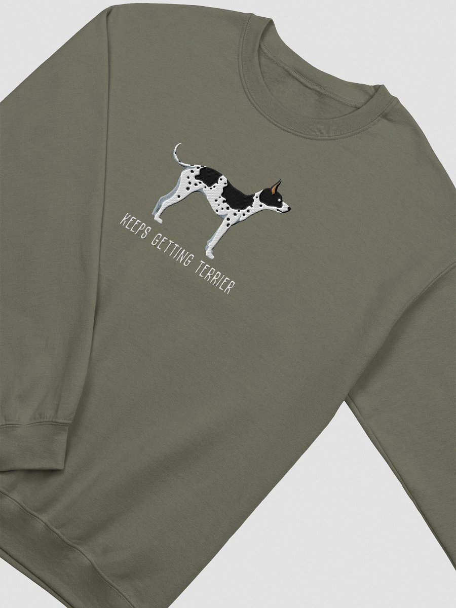 Keeps Getting Terrier Sweatshirt (Embroidered) of an American Hairless Terrier(Black & White) product image (12)