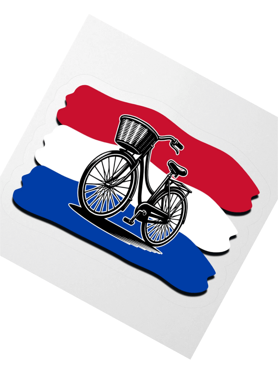 Netherlands Flag And Bicycle Kiss Cut Stickers product image (5)