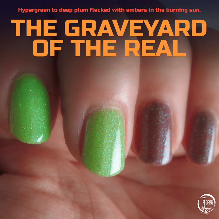 THE GRAVEYARD OF THE REAL - Solar Green to Deep Plum Glitter Polish product image (1)