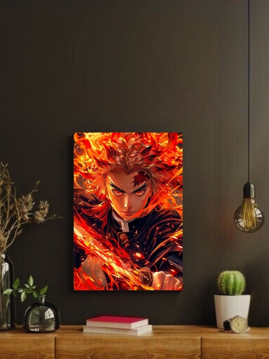 Demon Slayer Rengoku Flame Hashira Fury – Glossy 8x10 Metal Print product image (2)