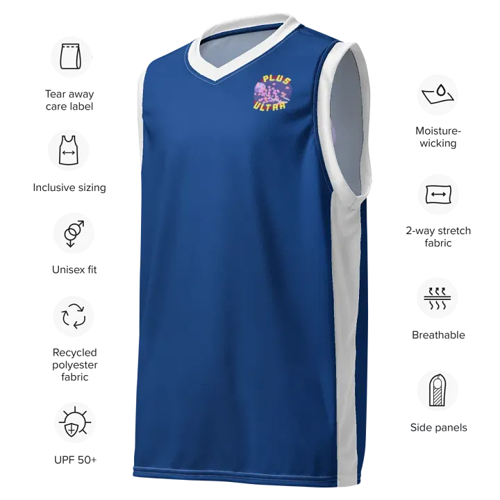 Blue Plus Ultra Basketball Jersey (Back) product image (2)