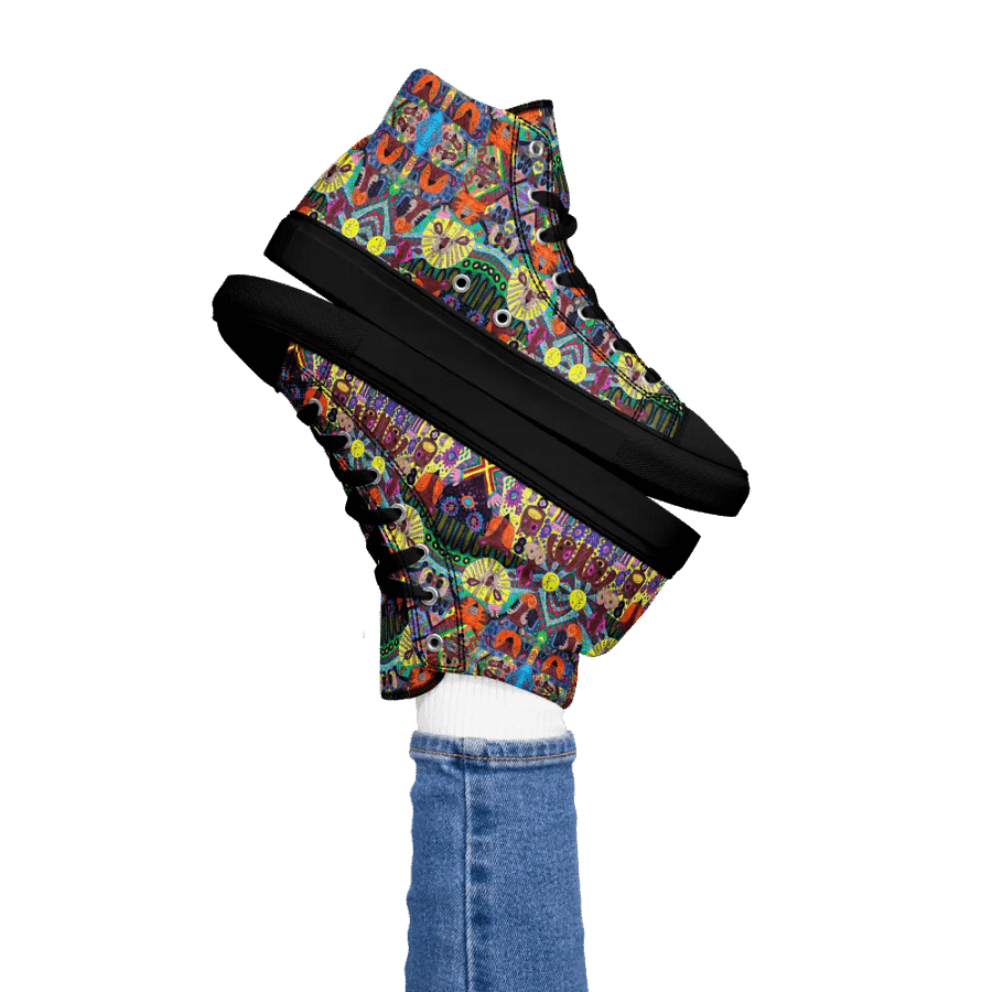 Abstract Doodle Art Animals Ladies High Top Canvas Shoes product image (4)