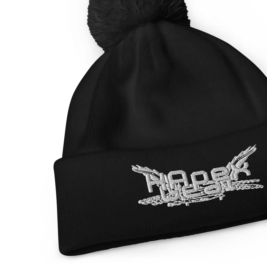Beechfield Pom-Pom Beanie - Embroidered - White HApex Gear Black product image (8)