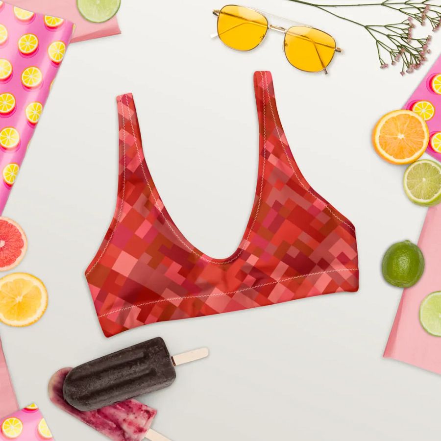 Colorful Mosaic Pattern Design Padded Bikini Top - v4 product image (6)