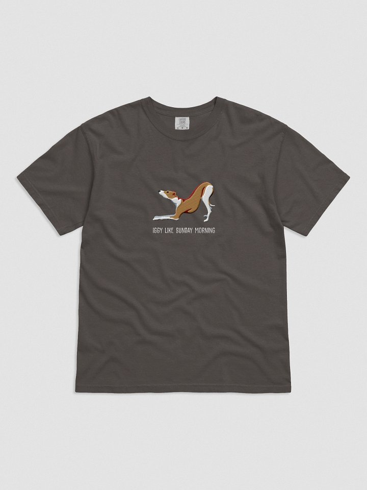 Iggy Like Sunday Morning T-Shirt(Embroidered) of an Italian Greyhound(Brown & White) product image (51)