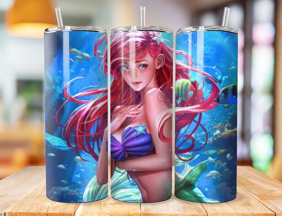 Ariel 20 oz Stainless Steel Tumbler – Underwater Coral Reef Enchantment Design product image (1)