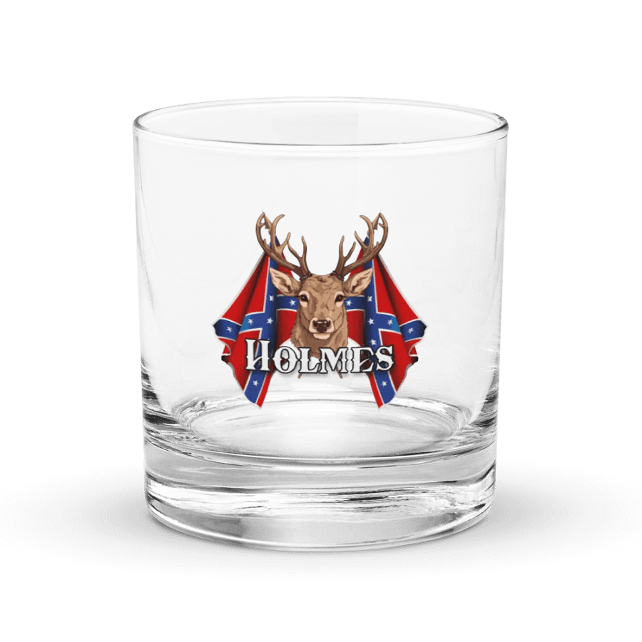 "Holmes" Last Name Rebel Redneck Deer - Rocks Glass product image (1)