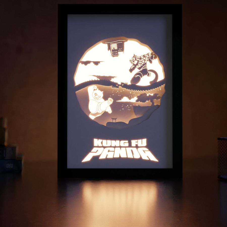 Kung Fu Panda Po Lightbox template (Yin Yang) - PDF PNG SVG DXF + Video product image (2)