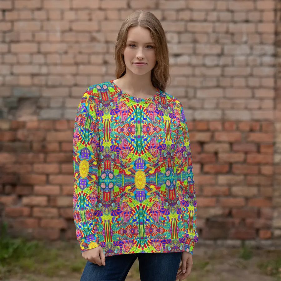 Abstract Doodle Creatures Unisex All Over Print Sweatshirt product image (3)