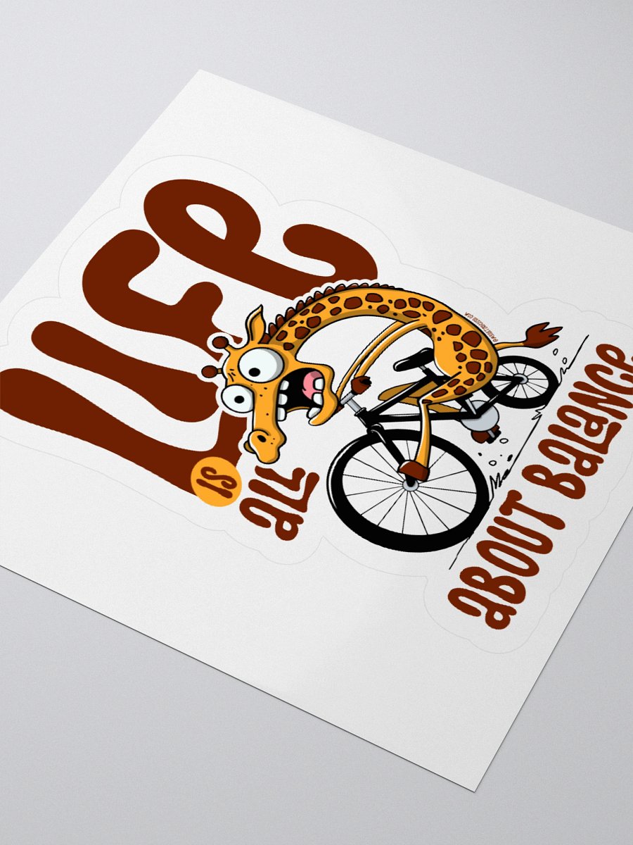 Funny Giraffe on Bike Sticker – Life Is All About Balance, Cycling Humor Decal product image (7)