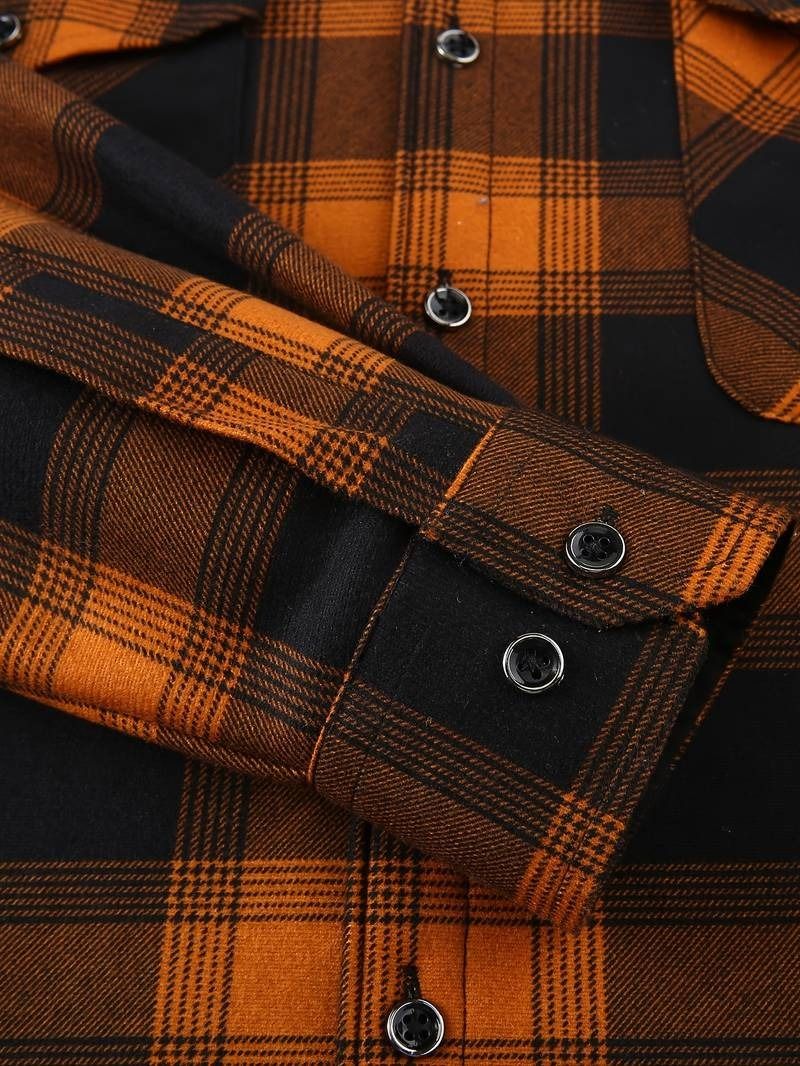 Jaqueta masculina forrada de lã xadrez com capuz product image (3)