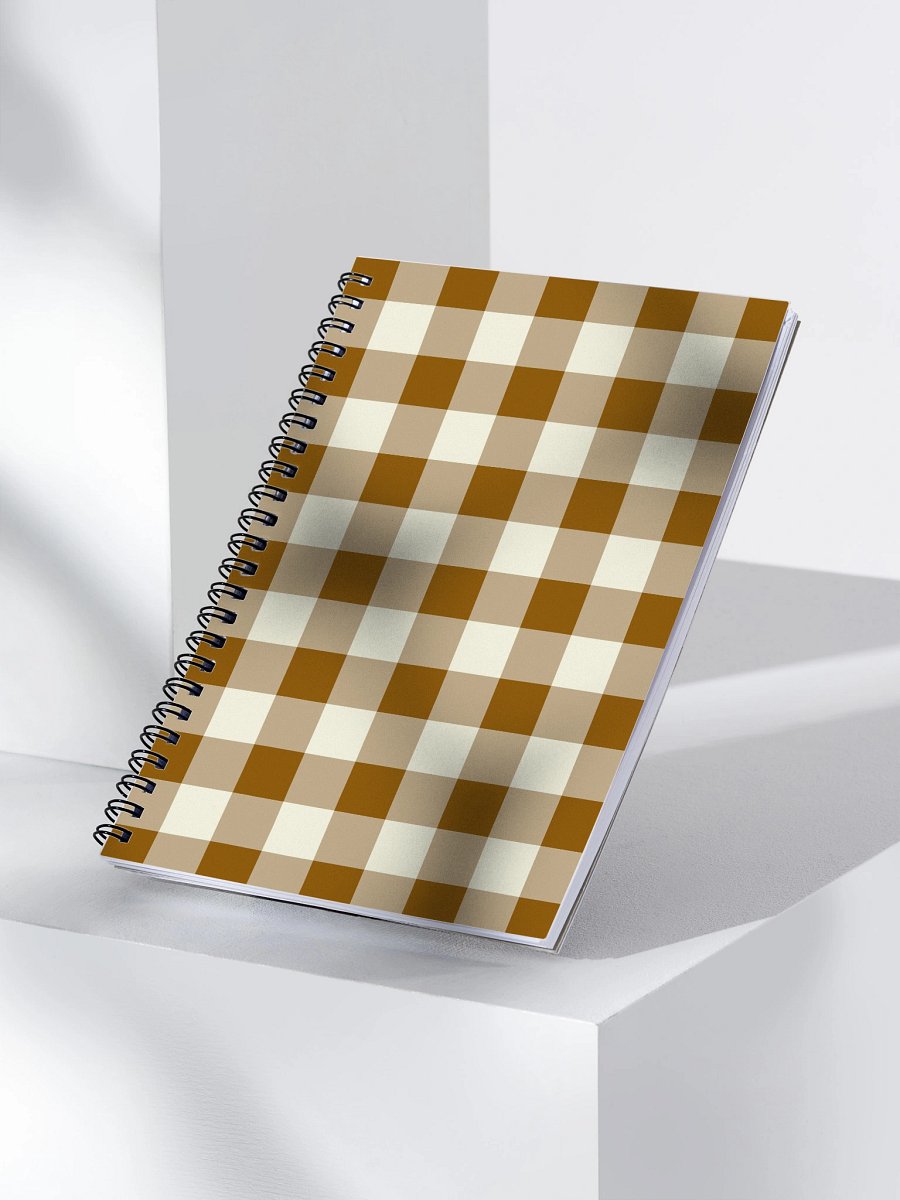 Brown & Cream Gingham Boho Bullet Journal – Spiral Notebook with Dotted Pages & Creative Planner product image (3)