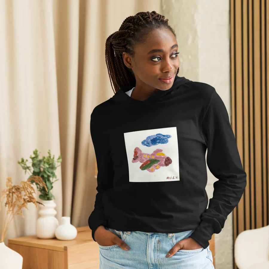 Kid Airplane (Bella+Canvas Unisex Hooded Long Sleeve Tee) product image (3)