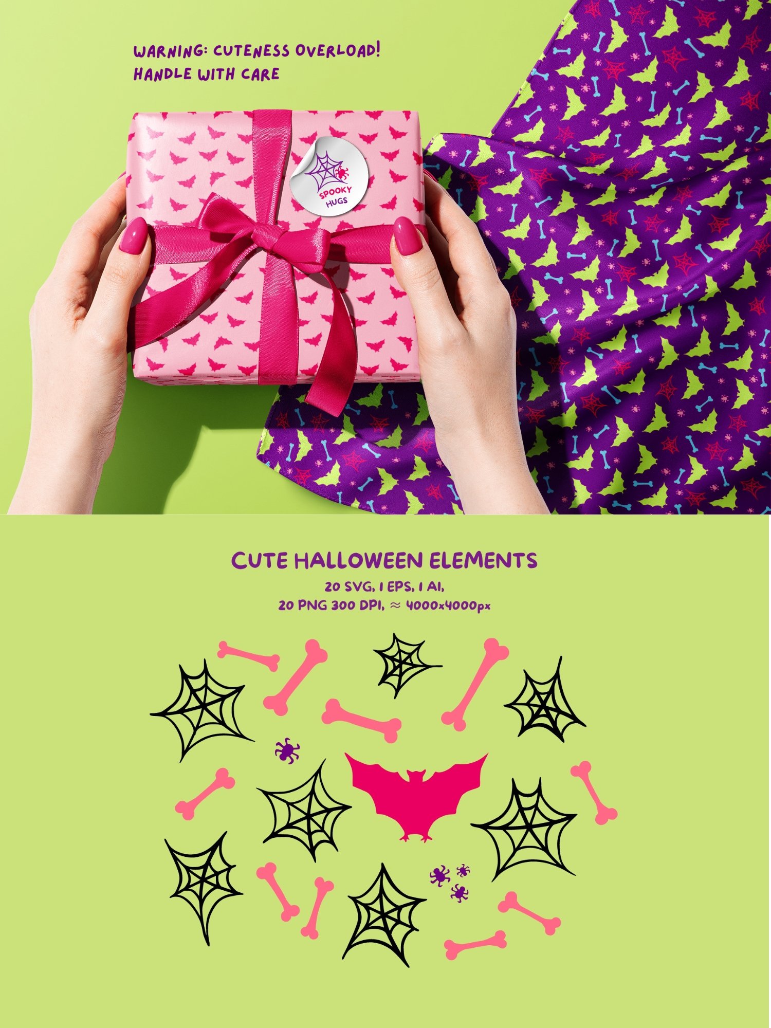 Pink Halloween Seamless Patterns & Clipart product image (6)