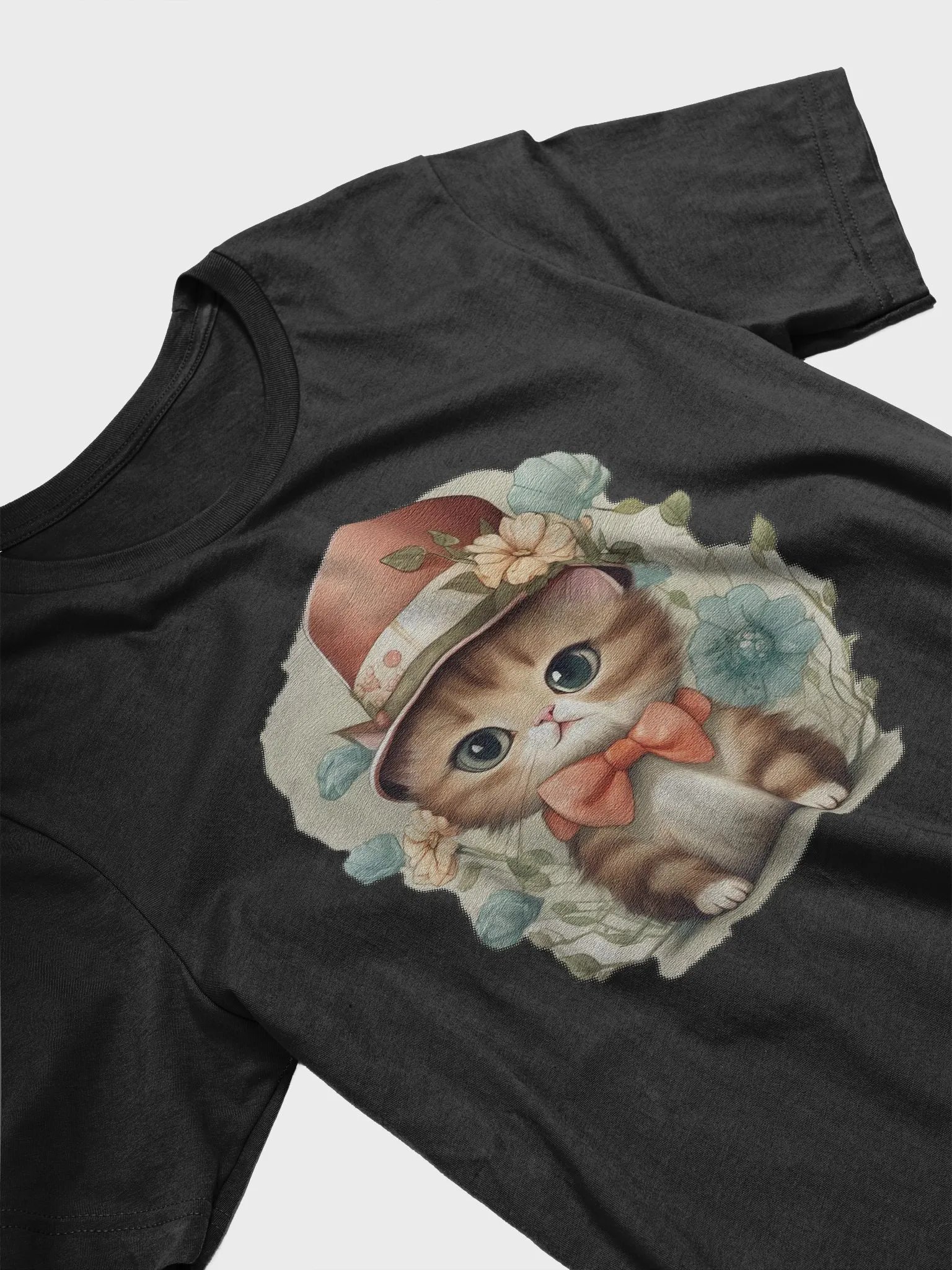 Cute little cat wearing a hat and a bow tie Supersoft T-Shirt product image (3)