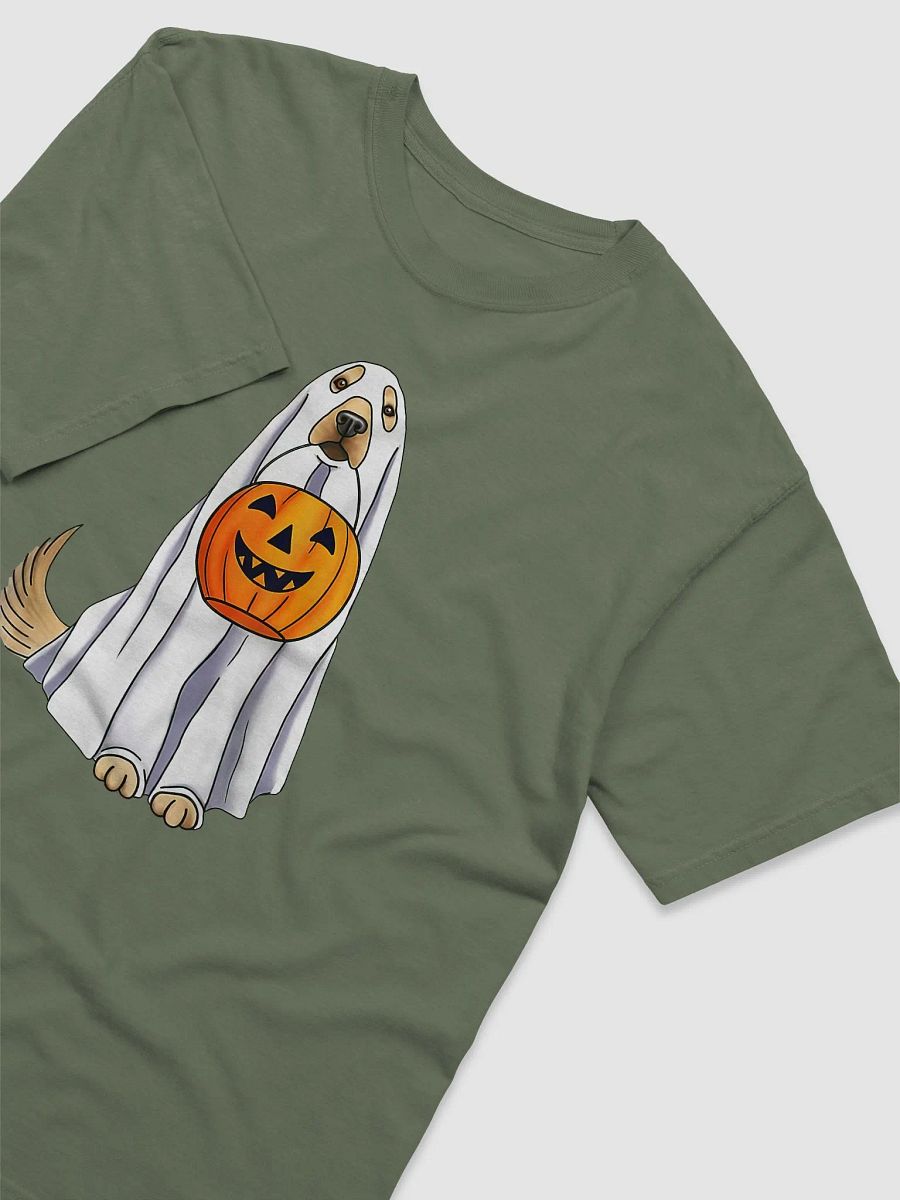 Funny Golden Retriever Halloween Tee | Cute Ghost Goldie Holding a Pumpkin Basket Halloween and Fall Shirt product image (3)