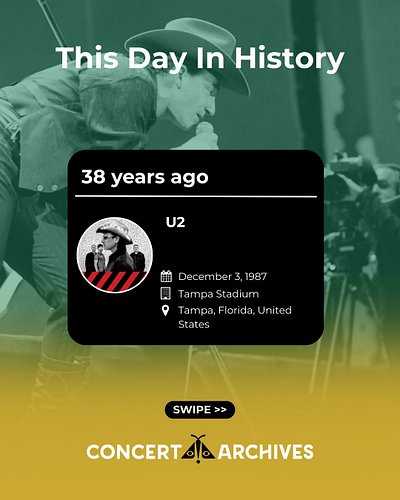 THIS DAY IN CONCERT HISTORY — DECEMBER 3 📍

On this day in 1987, U2 brought The Joshua Tree Tour to Tampa, Florida, deliverin...