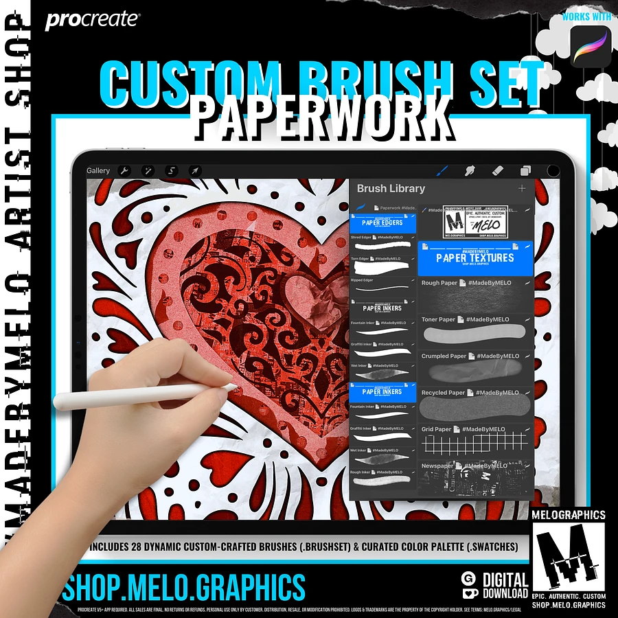 Paperwork Procreate Brush Set + Color Palette Bundle | #MadeByMELO product image (2)