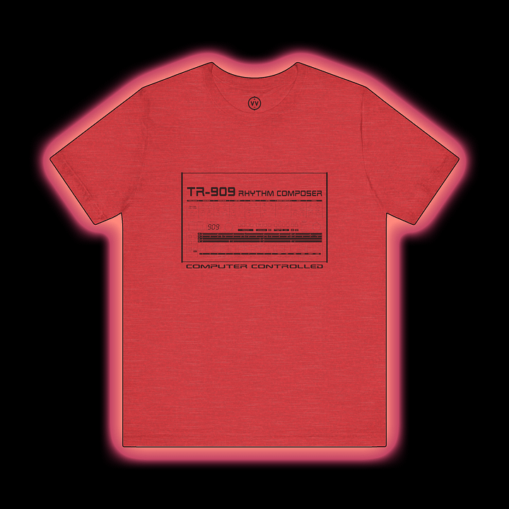 TR-909 T-Shirt - Roland 909 Rhythm Composer Drum Machine by Vintage Voltage (BLACK PRINT) product image (1)
