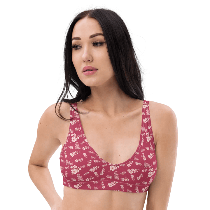 Cherry Blossoms on Magenta Eco-Green Padded Bikini Top product image (2)
