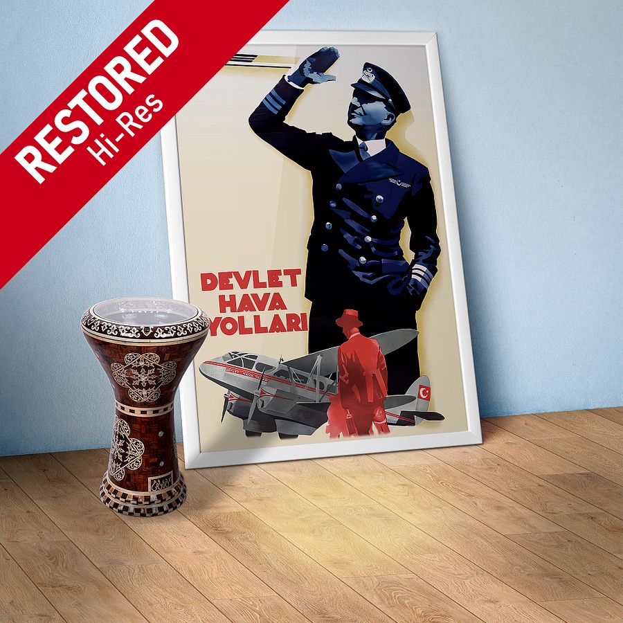 Istanbul, Turkey, 1937 (Devlet Hava Yolları) — retro vintage travel poster product image (1)