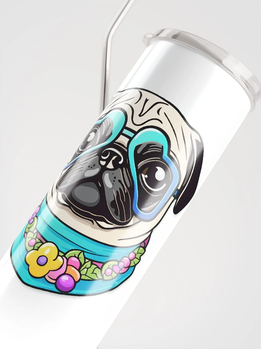 Retro Pug Stainless Steel Tumbler With Straw - White product image (6)