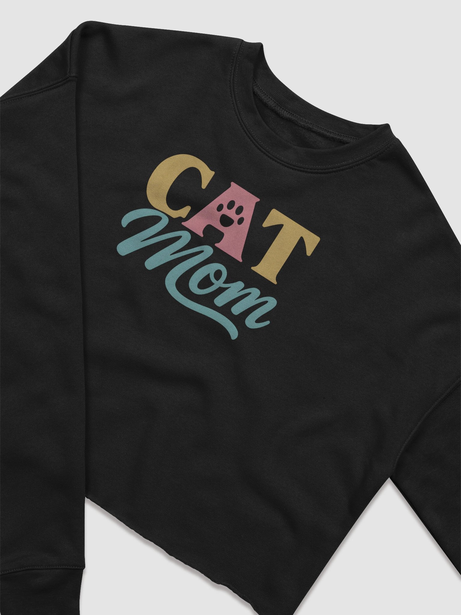Cat Mom Crop Top | Trendy Feline Lover Shirt with Paw Print Heart product image (2)