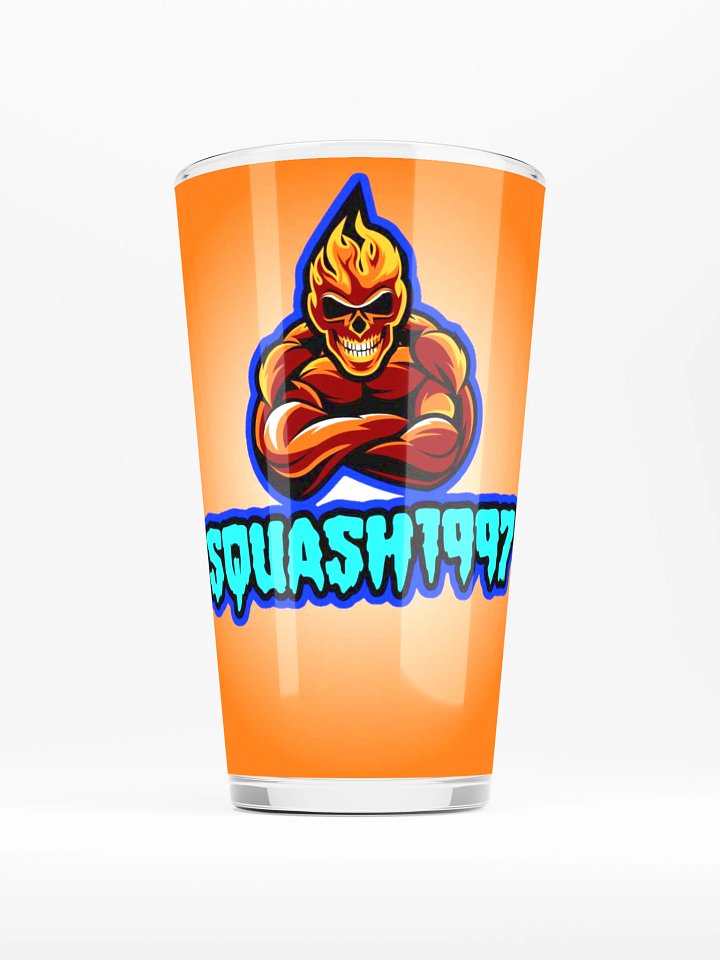 SQUASH1997 Flaming Skull Logo Pint Glass product image (1)