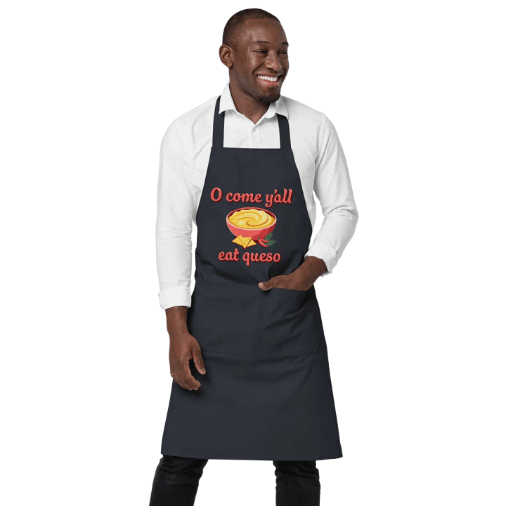 O Come Y'all Eat Queso Christmas Organic Cotton Apron product image (1)