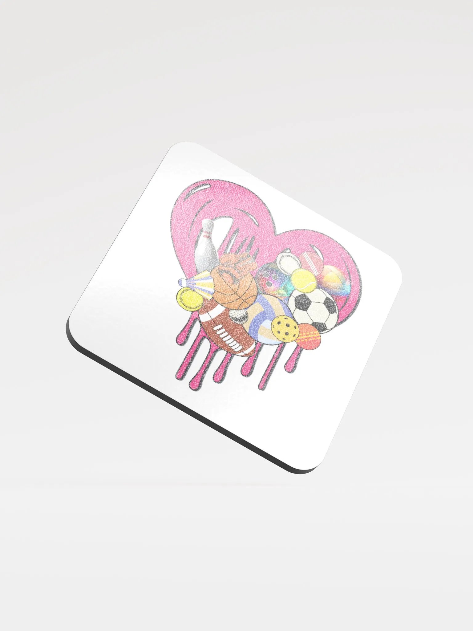 Heart Sports Assorted Drip Glossed Cork Coaster product image (2)