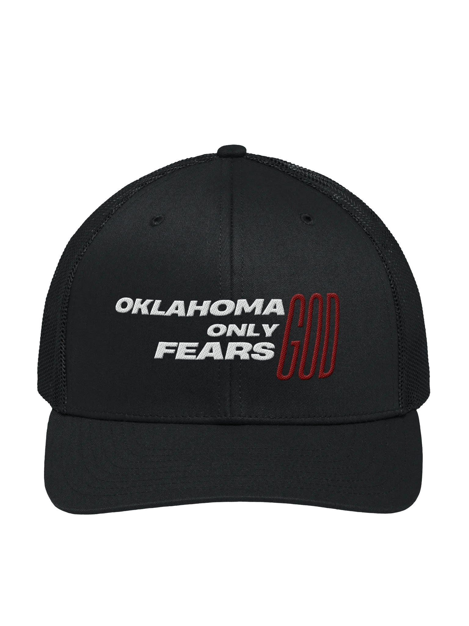 Oklahoma Only Fears God Trucker Hat (minus the Halo) product image (1)