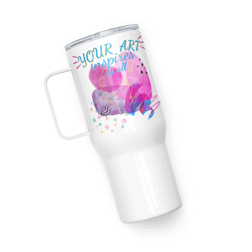 nsulated stainless steal travel mug depicting “your Art inspires us All’. Perfect gift for the Arty person, mom, wife, daughter, friend or colleague who appreciates stylish designs product image (5)