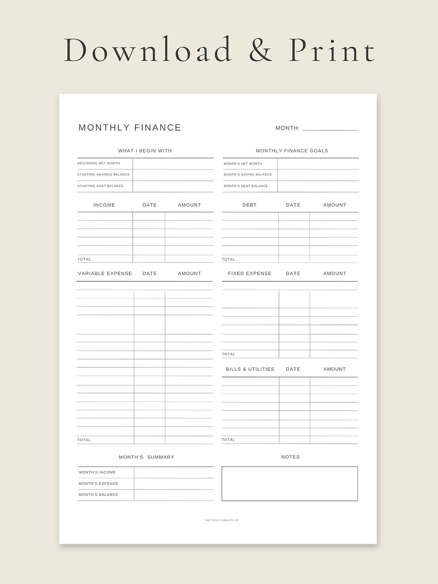 Dateless Monthly Finance Template product image (3)