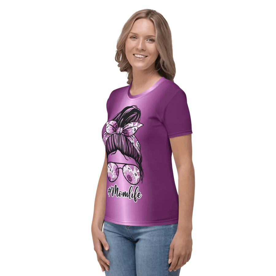Messy Bun Mom Life All Over Print t-shirt product image (4)
